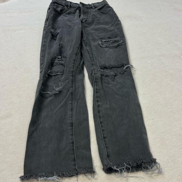 PACSUN Black Ripped High Rise Straight Leg Jeans Size 24 U - Picture 5 of 13